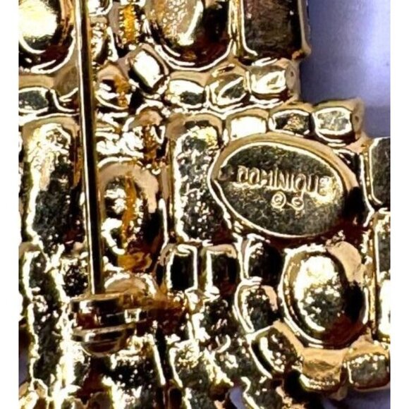 Dominique Signed Vintage Christmas Tree Brooch Pin Candle Design Holiday Jewelry - Picture 5 of 5